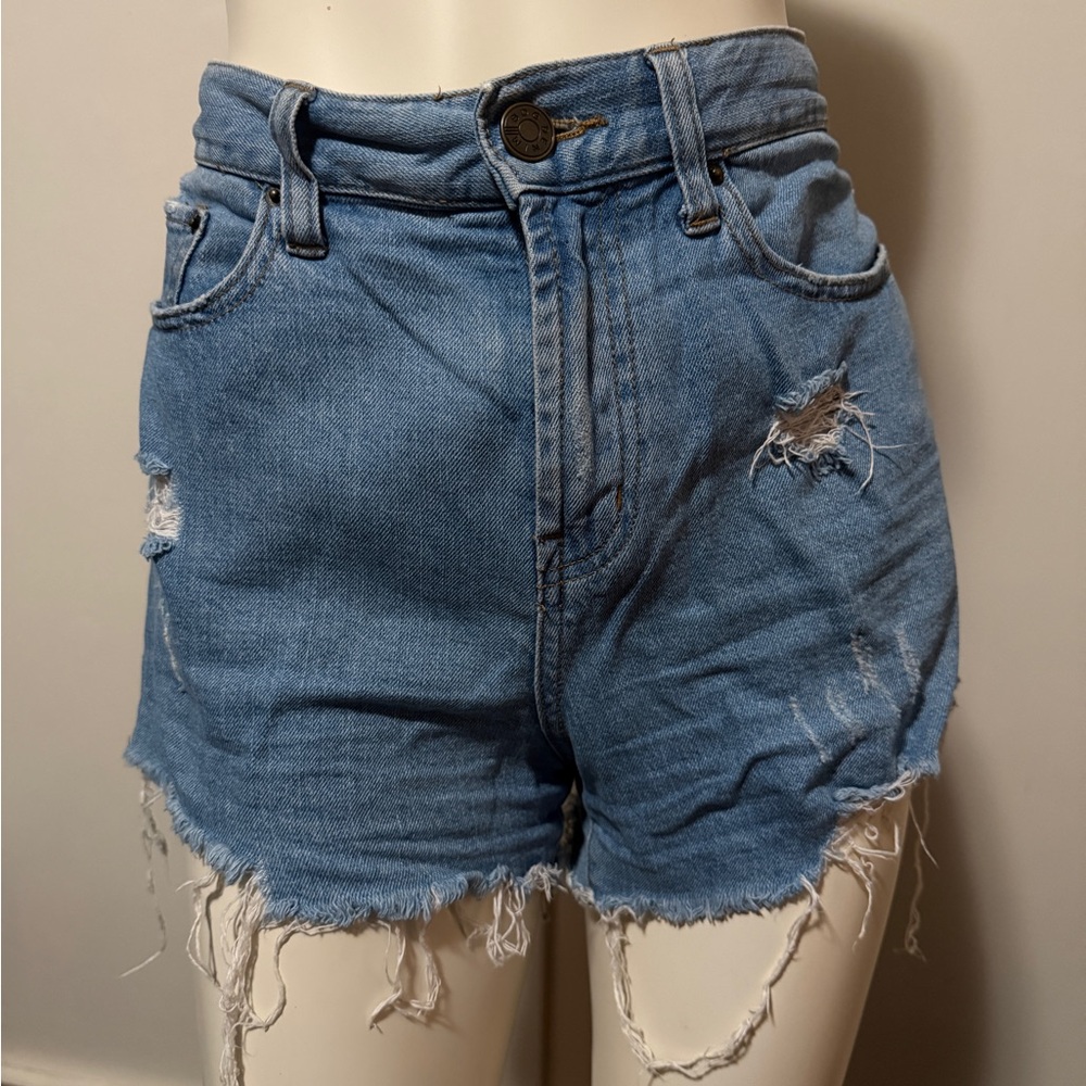BDG Light Blue Distressed Jean Shorts